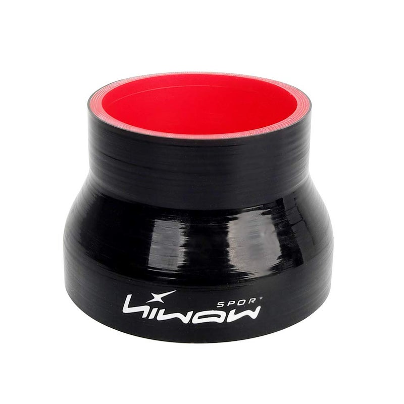 Hiwowsport Straight Reducer 4-Ply High Performance Coupler Silicone Hose 76mm Length for Auto (4.0"(102mm) to 3.0"(76mm), Black+Red) - Image 1